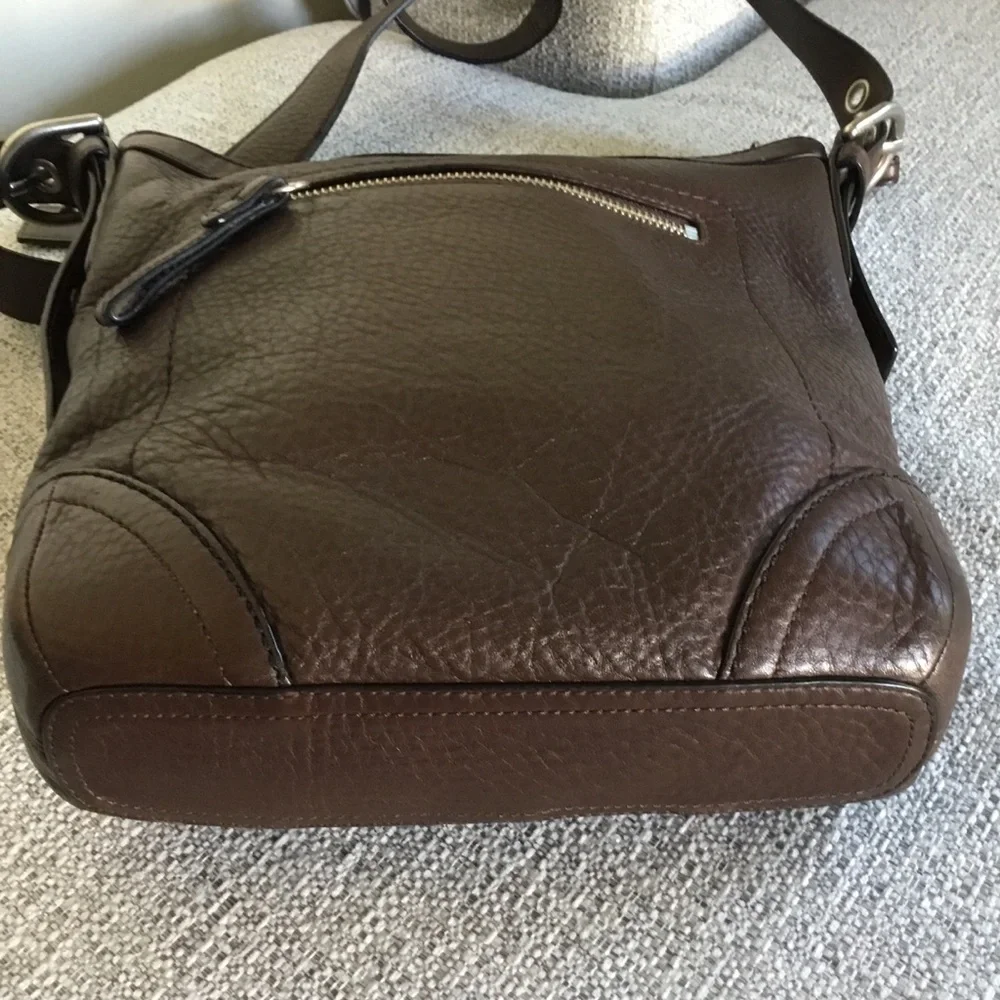 Coach Dark Brown Pebbled Leather Messenger Bag